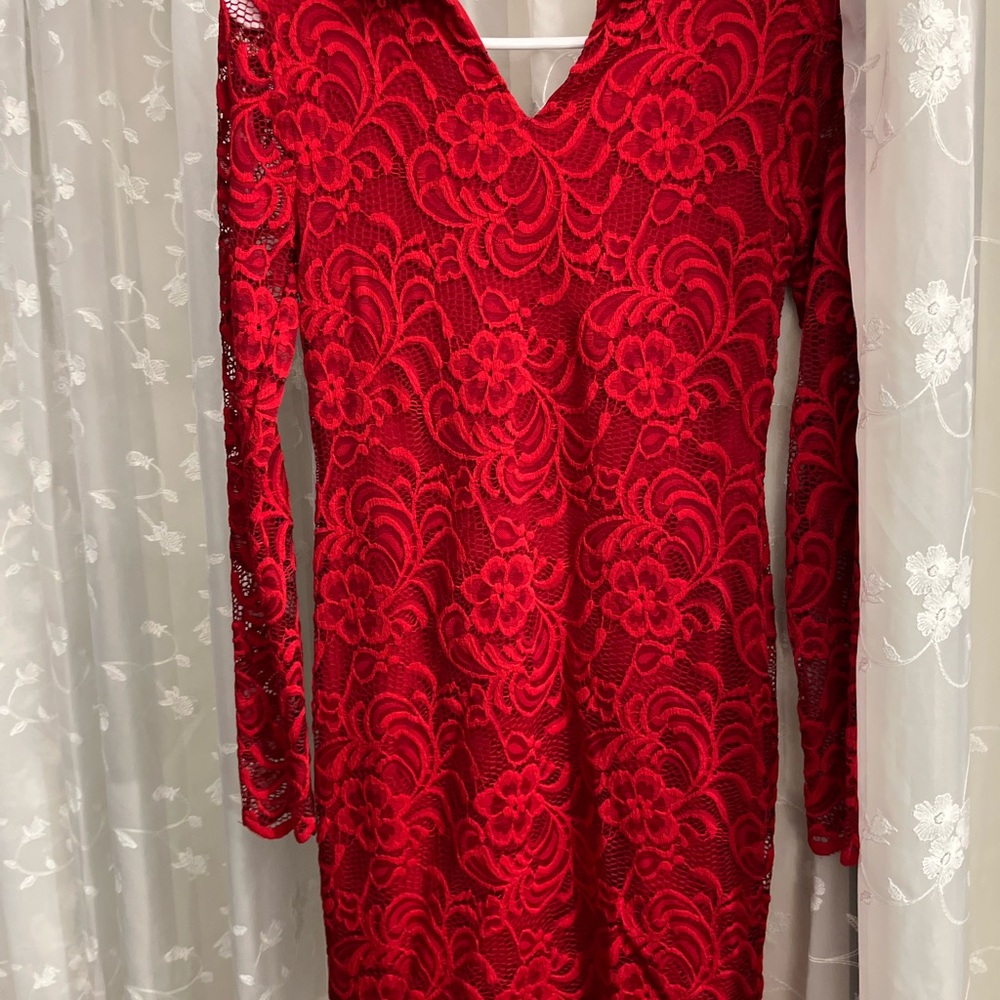 💥4/$20 BUNDLE. Red Lace Christmas or New Years Dress - Picture 4 of 7